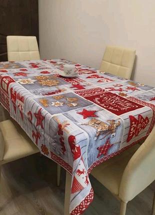 Новорічні скатертини. льон . новогодняя скатерть
