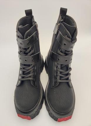Шкіряні жіночі черевики демісезонні чорні 37-40 женские ботинки деми london&london3 фото