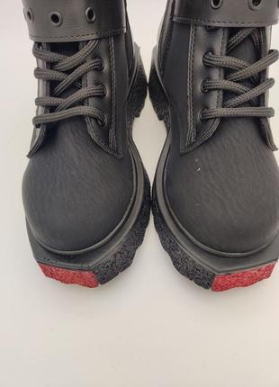 Шкіряні жіночі черевики демісезонні чорні 36-40 женские ботинки деми london&london4 фото