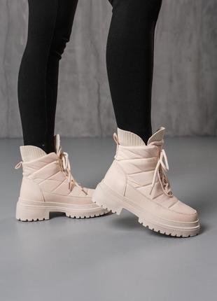 3854🍁черевики в штучній шкірі та плащівці утеплені флісом👑