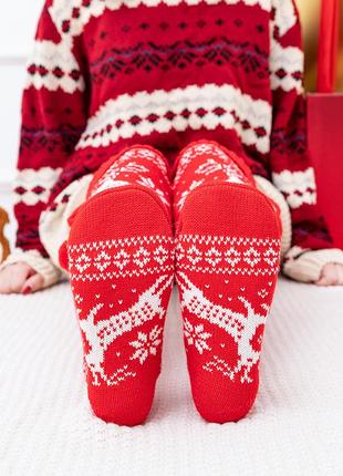 Жіночі різдв'яні товсті гольфи червоні в'язані заколінки зимові панчохи теплі гетри на фотосесію6 фото