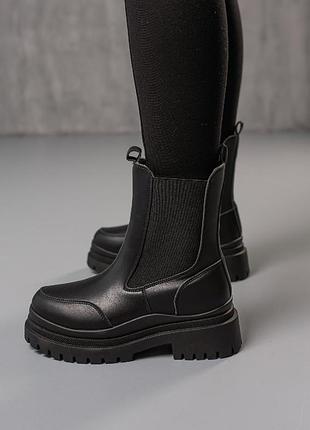 3862👑ботинки в искусственной коже утеплены флисом