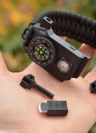 Браслет 6в1 плетения трилобит из паракорда с флагом кресало огниво свисток компас фонарик + брелок в подарок