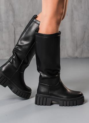 3867👑Сапоги в искусственной коже утеплены флисом