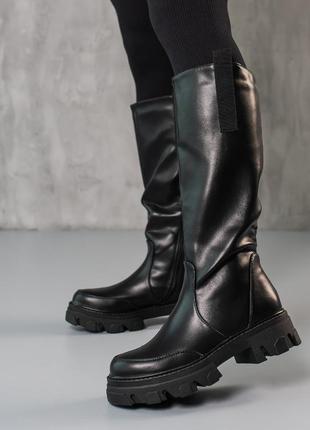 3870👑Сапоги в искусственной коже утеплены флисом