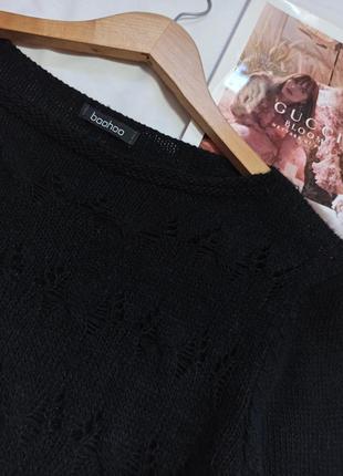 Черный укороченный свитер с рюшами3 фото