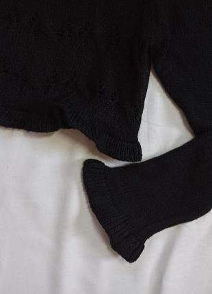 Черный укороченный свитер с рюшами2 фото
