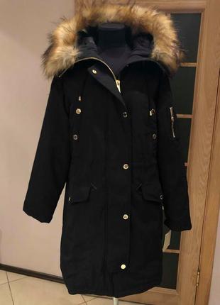 Зимний пуховик пуховое пальто парка michael kors (116-517)4 фото
