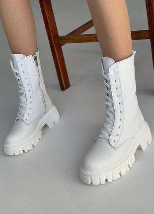 Шкіряні зимові черевики на шнурівці з натуральної шкіри кожаные ботинки на шнуровке натуральная кожа8 фото