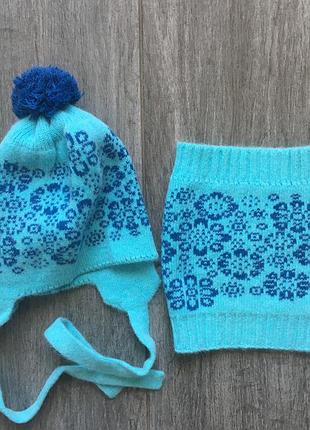 Зимовий набір снуд і шапка, ангора/шерсть 46-52 см, 1,5-2-2,5