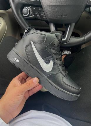 Зимові кросівки nike air force 1 high black white grey