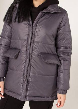 Демисезонна куртка тепла з кишенями графіт/хакі норма/батал4 фото