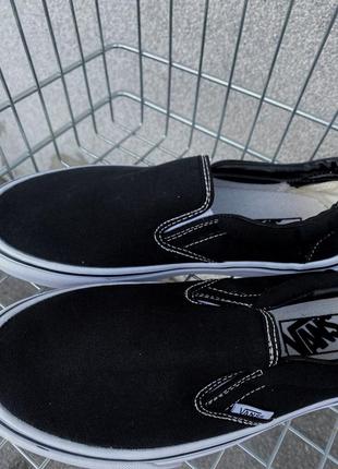 👟 сліпони чоловічі vans classic slip-on black/white ванс      / наложка bs👟3 фото