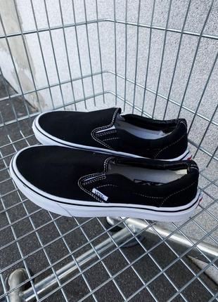 👟 сліпони чоловічі vans classic slip-on black/white ванс      / наложка bs👟