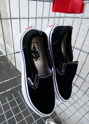 👟 сліпони чоловічі vans classic slip-on black/white ванс      / наложка bs👟4 фото