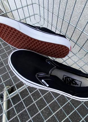 👟 сліпони чоловічі vans classic slip-on black/white ванс      / наложка bs👟5 фото