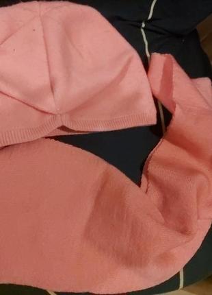 Капелюх з шарфом ніжно померанчового коліру2 фото