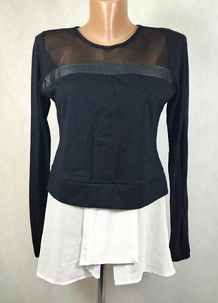 Кофта блузка черная белая сетка рубашка