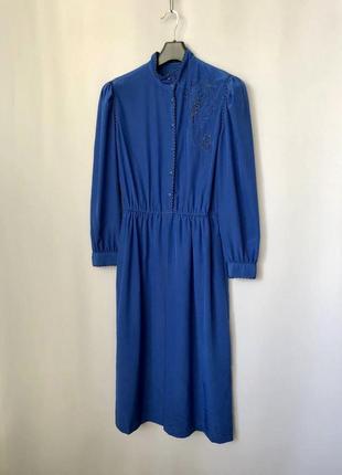 Louis feraud платье синее винтаж ретро яркое миди5 фото