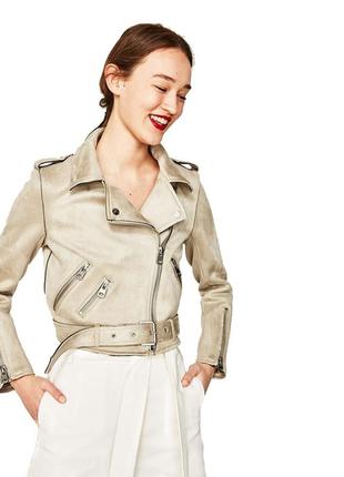 Невероятная замшевая куртка на осень и тёплую зиму цвет хаки zara