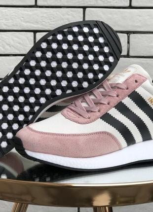 Жіночі кросівки adidas iniki білі з рожевим зима ❄️ хутро / smb3 фото