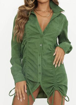 Зеленое женское платье рубашка plt