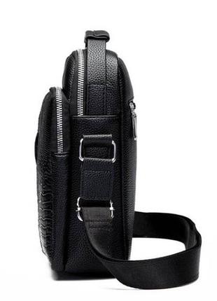 Мужская сумка планшетка крокодил эко кожа черная, качественная сумка-планшетка с крокодилом5 фото