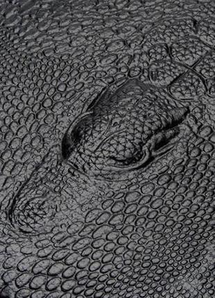 Мужская сумка планшетка крокодил эко кожа черная, качественная сумка-планшетка с крокодилом7 фото