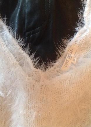Білосніжний м'який светр з мерехтливим ефектом від love knitwear l/xl3 фото