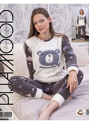 Тепла піжама, домашній костюм 
виробник : турція 
тканина - фліс, махра , приємна до тіла 
розміри : XS / 42.