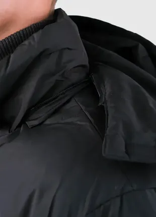 Зимова чоловіча чорна куртка nasa з капюшоном на хутрі5 фото
