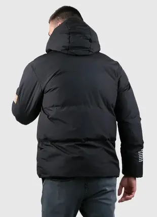 Зимова чоловіча чорна куртка nasa з капюшоном на хутрі4 фото