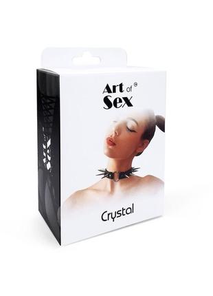 Чокер сердце с большими шипами, из натуральной кожи art of sex - crystal, черный6 фото