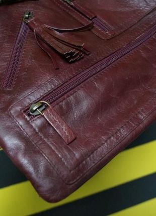 Кожаная сумка для мелочей с кармашками5 фото