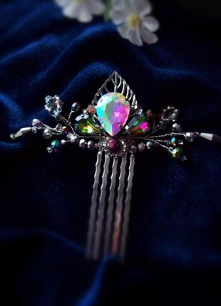 Восточная сказка радужный стразовый гребень заколка восточный стиль стразы хрусталь