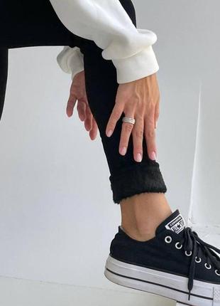 Бесшовные черные лосины на меху, лосины с высоким и широким поясом, женские...