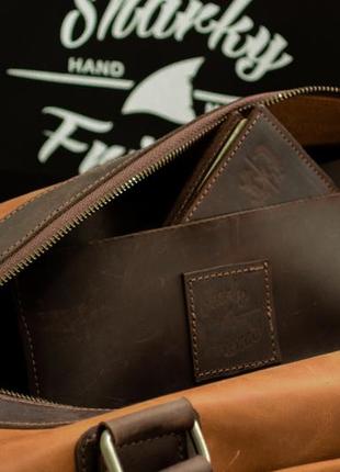Кожаная дорожная сумка ручной работы, спортивная коричневая сумка4 фото