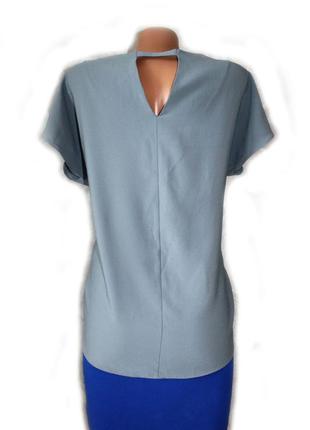 Оригинальная блуза футболочка серая шифон жатка с вертикальными рядами клеевых страз3 фото
