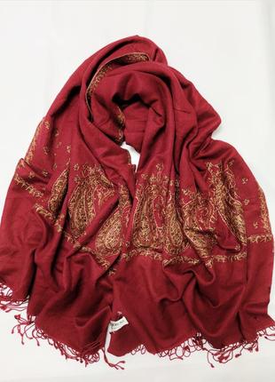 Пашмина палантин шарф вышивка  пейсли ручная работа /7005/1 фото