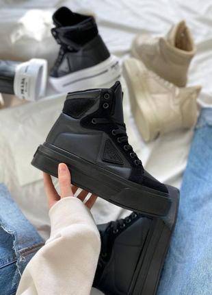 Кросівки prada re-nylon high black