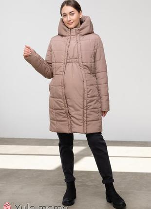 Стильное зимнее пальто 2 в 1 для беременных с дополнительной вставкой для животика2 фото