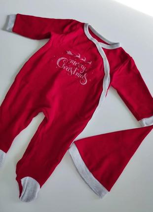 ☃️ новогодний ромпер с шапочкой 9 месяцев мальчишки унисекс детский