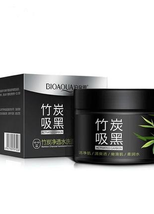 Маска для обличчя bioaqua з бамбуковим вугіллям bamboo charcoal translucent washing mask для очищення пор з антисептичний ефектом, 140g