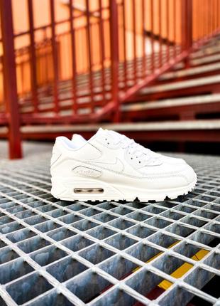 Кросівки nike air max 90 leather all white4 фото