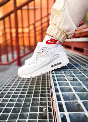 Кросівки nike air max 90 leather all white8 фото