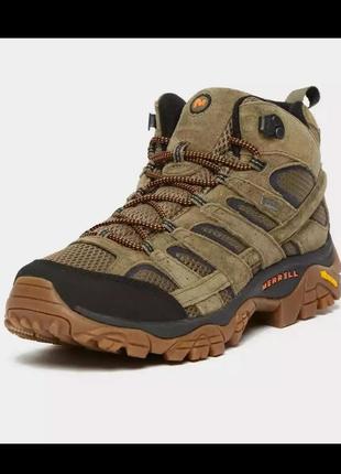 Треккинговые ботинки merrell moab 2 leather mid gore-tex olive j5899531 фото