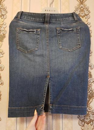 Стильная джинсовая юбочка, тёмно-синяя юбка-карандаш4 фото