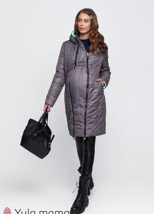 Молодежное двухстороннее пальто для беременных из плащевки с легким блеском на европейскую зиму2 фото