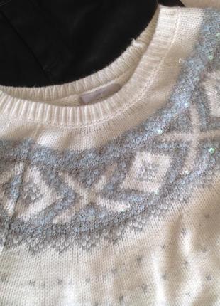 Тёплый  белоснежный свитер с узором  xl, l3 фото