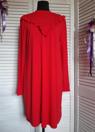 Красное, повседневное платье из вискозы с длиннымы рукавами new look3 фото